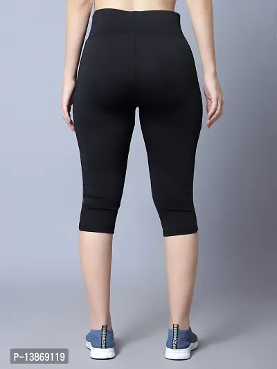 Elegant Black Polyester Solid Capris For Women-thumb3