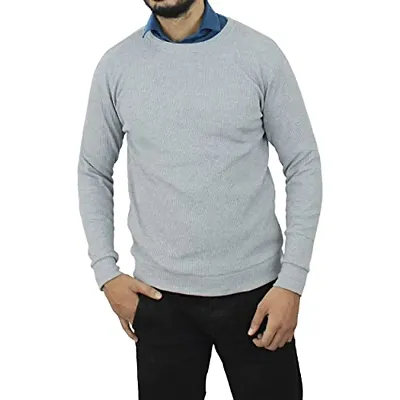 MYO Mens Round Neck Full Sleeve Winter Cotton Rib Lycra Sweater