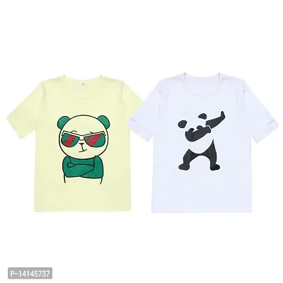 MYO Boys Printed Crew Neck T-Shirt | Boy's Regular Fit Half Sleeve Cotton T-Shirt -Set of 2