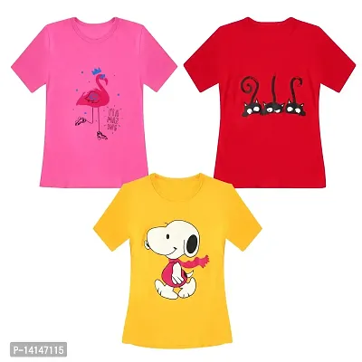MYO Girls' Cotton Half Sleeves T-Shirt | Regular Fit T-Shirt for Girls Combo Pack of 3-thumb0