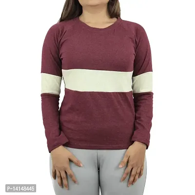 MYO Cotton Regular Fit Full Sleeve Striped T-Shirt for Women