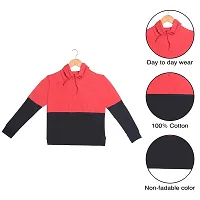 MYO Boy's Cotton Colorblock Regular Fit Hooded T-Shirt Red-Black-thumb3