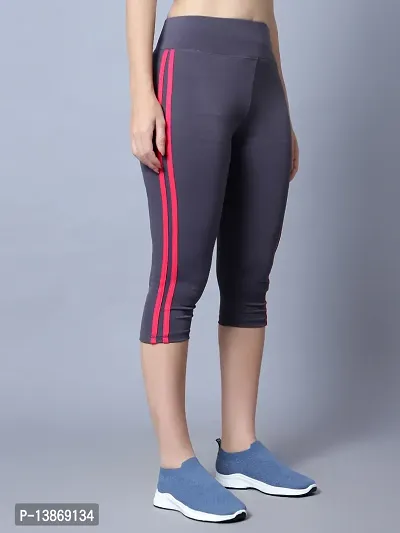 Elegant Grey Polyester Solid Capris For Women