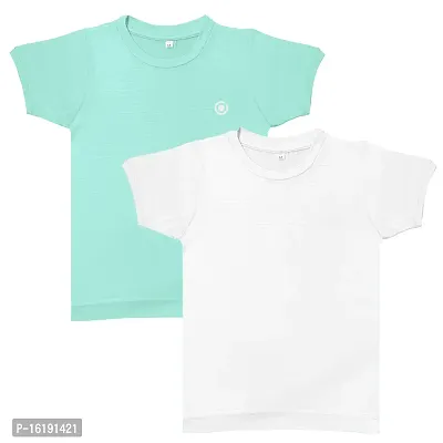 Stylish Cotton Multicoloured Solid T-shirt For Boys- Combo Of 2