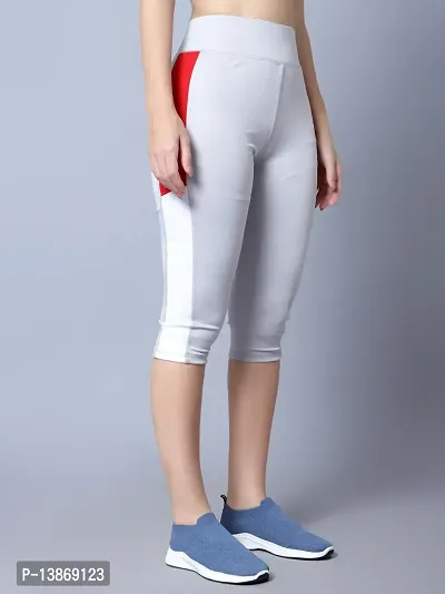 Elegant Grey Polyester Solid Capris For Women