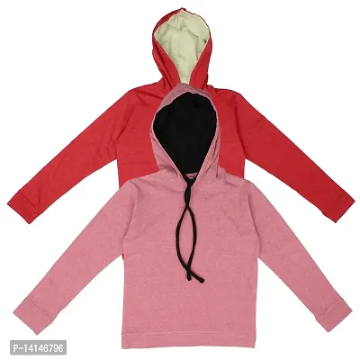 MYO Full Sleeve Hooded Neck Sweatshirts/Hoodies for Boys and Girls Pack of 2 Pink Red-thumb0