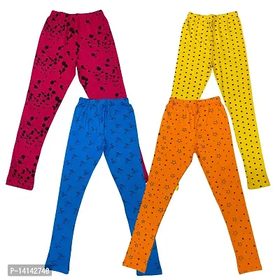 MYO Cotton Printed Girls Leggings/Pajama Combo Pack 4 for 13 Years - 14 Years Rani::Mustard::Firozi::Orange-thumb0