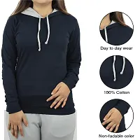 MYO Women's Full Sleeve Hooded Neck T Shirt Navy-thumb4
