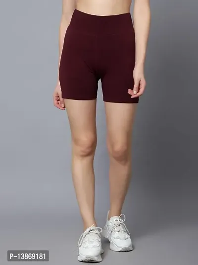 Elegant Polyester Spandex Solid Sports Shorts For Women