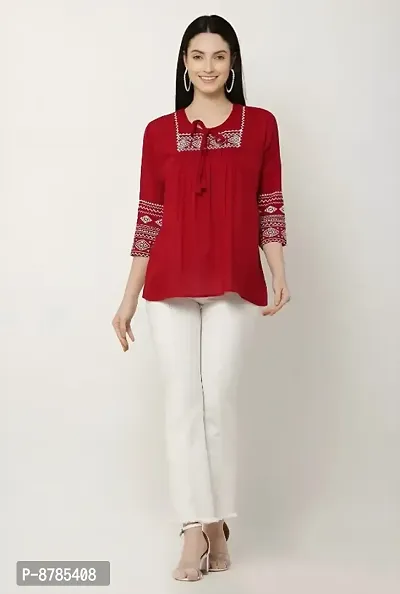 Classic Rayon Embroidered Tops for Women-thumb0