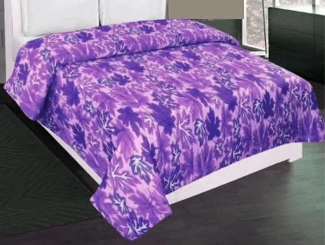 Double Bed Duve Cover with Beautiful Mapple Leaves Design Zipper and Soft and Comfortable Fabric (Purple)