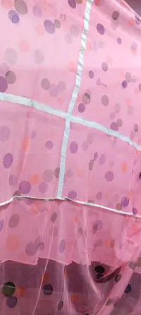 Polycotton Adults Washable Polycotton Flower Printed Machhardani,Breathable Fabric NET Mosquito Net (Peach, Ceiling Hung)