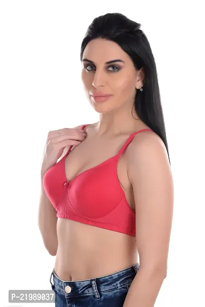 Stylish Pink Cotton Solid Bras For Women-thumb3