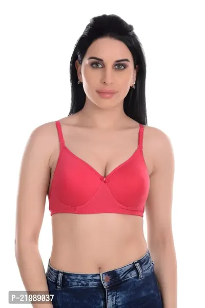 Stylish Pink Cotton Solid Bras For Women