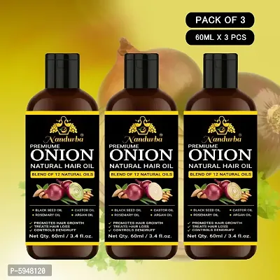Nandurba Combo of 3 Onion Hair Oil For Regrowth hair With Reduce Hair Fall Control(180ML)(Pack 3)