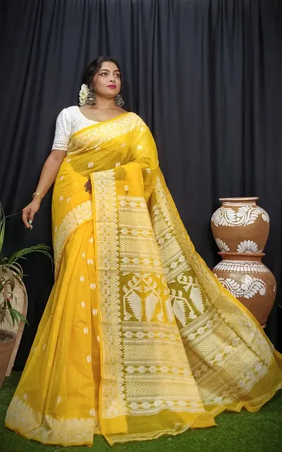 Attractive Khadi Cotton Saree without Blouse piece 