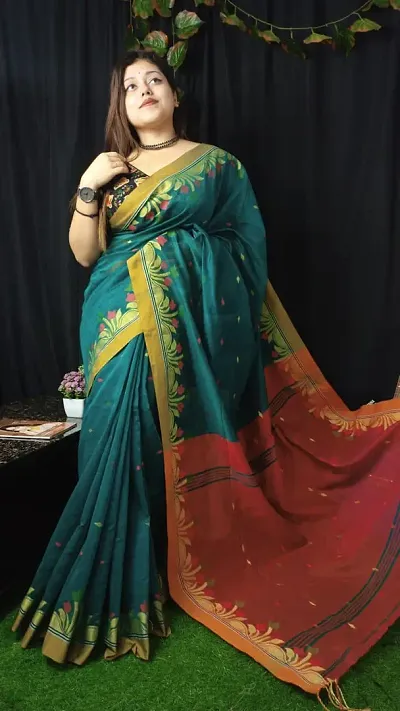 Beautiful Silk Woven Design Saree with Blouse piece For Women