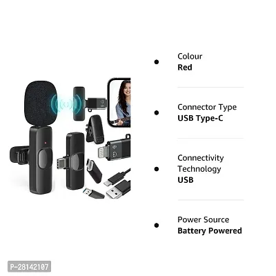 3 in 1 K8 Wireless Microphone, Digital Mini Portable Recording Clip Mic with Receiver for All Android Lightning Mobile Phones Camera Laptop for Vlogging YouTube Online Class, Zoom Call-thumb0