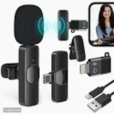 3 in 1 K8 Wireless Microphone, Digital Mini Portable Recording Clip Mic with Receiver for All Android Lightning Mobile Phones Camera Laptop for Vlogging YouTube Online Class, Zoom Call-thumb0