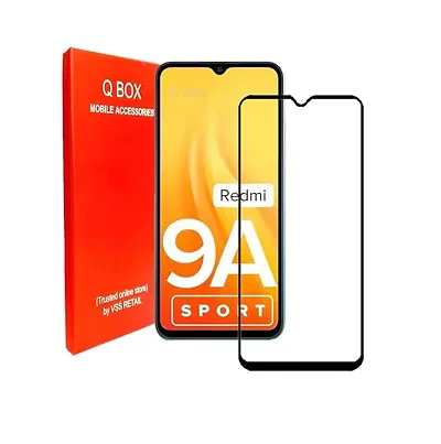 Knotyy Edge to Edge Full-Screen Coverage Curved Full Tempered Glass Screen Guard for Redmi 9A Sport (Black,Pack of 1)