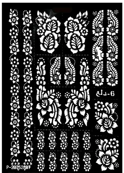 I-M 25 Pieces Of Traditional Reusable Mehandhi Henna Stencil Set For Womenhand Ang Leg Blackage 8 To 16-thumb0