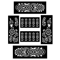 I-M 25 Pieces Of Traditional Reusable Mehandhi Henna Stencil Set For Womenhand Ang Leg Blackage 8 To 16-thumb3