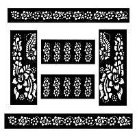 I-M 25 Pieces Of Traditional Reusable Mehandhi Henna Stencil Set For Womenhand Ang Leg Blackage 8 To 16-thumb3