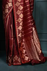 Elegant Maroon Art Silk Saree with Blouse piece For Women-thumb1