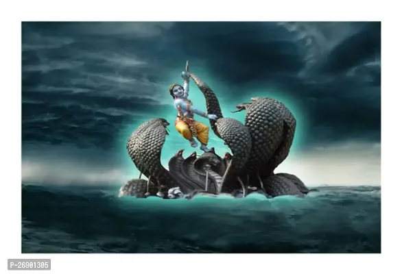 Shri Krishna Dance On Kaliya Naag Glossy Laminated Wall Poster