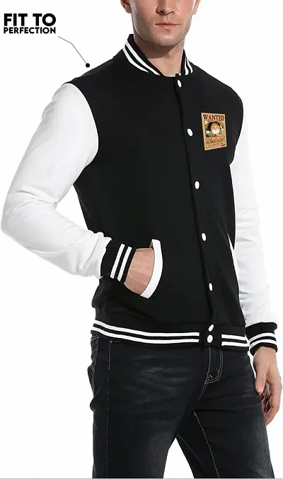 TeesTheDay Unisex Varsity Bomber Jacket Black For Men And Women | Varsity  Jacket For Men | Stylish 