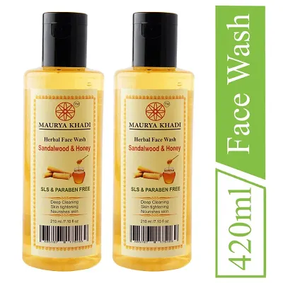 Maurya Khadi Sandalwood  Honey Face Wash, SLS Paraben Free, 210ml Pack of 1
