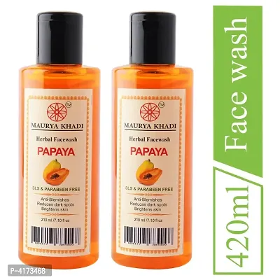Maurya Khadi Papaya Face Wash, SLS Paraben Free, 210ml Pack of 2-thumb0