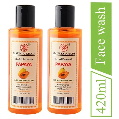 Maurya Khadi Papaya Face Wash, SLS Paraben Free, 210ml Pack of 2