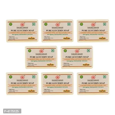 Maurya Khadi Anti Becterial Pure Glycerin Soap With Essential Oils Pack Of 8-thumb0