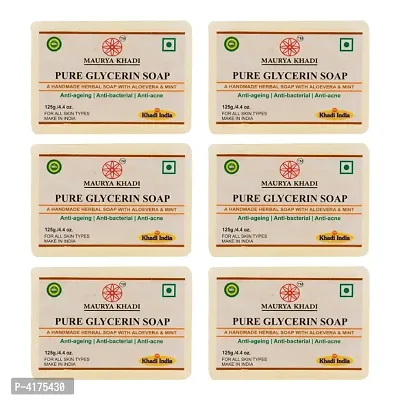 Maurya Khadi Anti Becterial Pure Glycerin Soap With Essential Oils Pack Of 6-thumb0