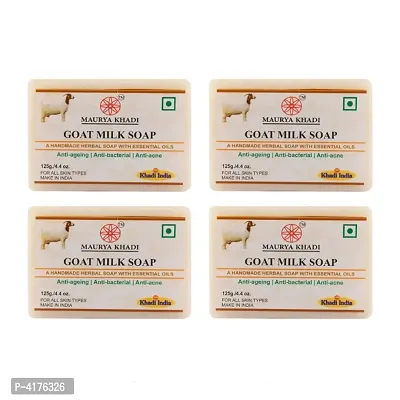 Maurya Khadi Anti Bacterial Goat Milk Soap With Oils Pack Of 4-thumb0