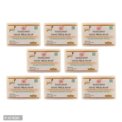 Maurya Khadi Anti Bacterial Goat Milk Soap With Oils Pack Of 8-thumb0