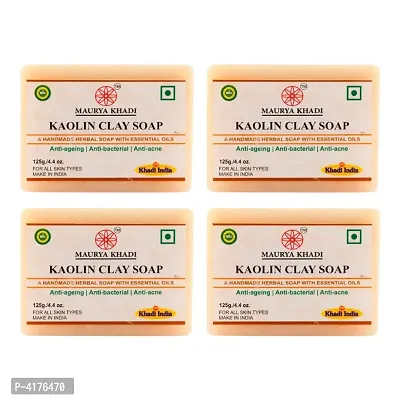 Maurya Khadi Handmade Kaolin Clay Soap With Essential Oils Pack Of 4-thumb0