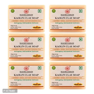 Maurya Khadi Handmade Kaolin Clay Soap With Essential Oils Pack Of 6-thumb0