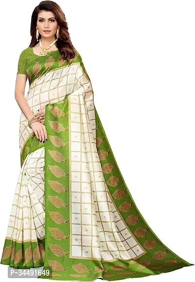 Elegant White Polycotton Printed Saree With Blouse Piece For Women-thumb0