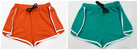 Solid Cotton Shorts For Women Combo Pack of 2