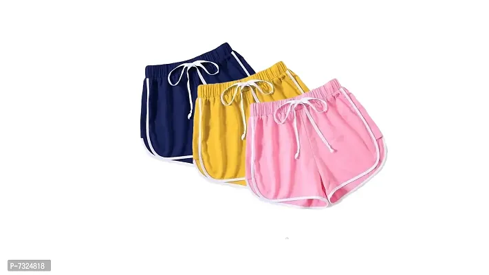 Multicoloured Cotton Shorts For Women-thumb0