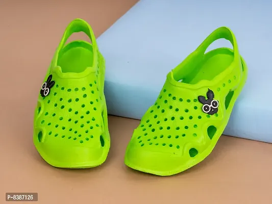 Stylish Fancy PU Solid Unisex Lightweight Clogs Crocs For Kids-thumb0