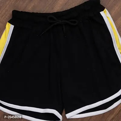 Elite Black Cotton Sports Shorts For Women-thumb2