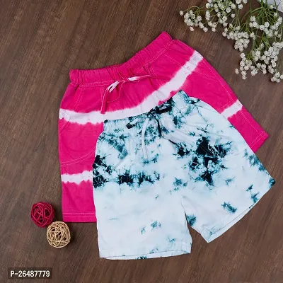 Elite Multicoloured Cotton Tie And Dye Shorts For Women Combo Of 2