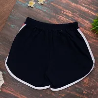 Elite Navy Blue Cotton Sports Shorts For Women-thumb2