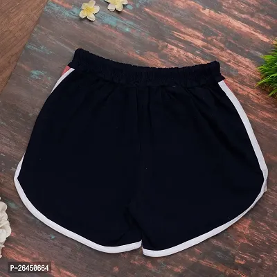 Elite Navy Blue Cotton Sports Shorts For Women-thumb3