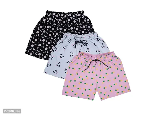 Elite Multicoloured Cotton Printed Shorts For Women Pack Of 3