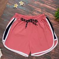 Elegant Multicoloured Cotton Solid Sports Shorts For Women And Girls Combo Of 2-thumb2
