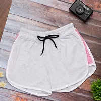 Elegant Multicoloured Cotton Solid Sports Shorts For Women And Girls Combo Of 2-thumb2